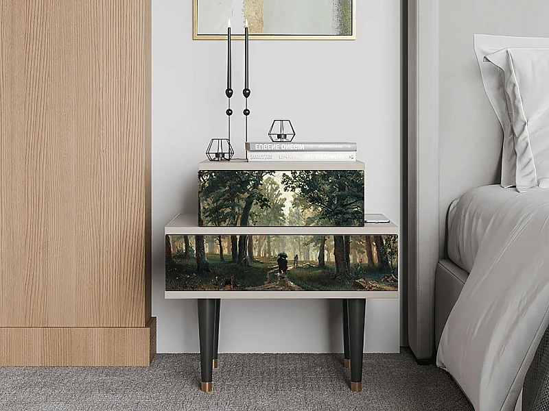 Table de nuit - 58х58х41 cm - NS1 -  Rain in the Oak Forest, Sable