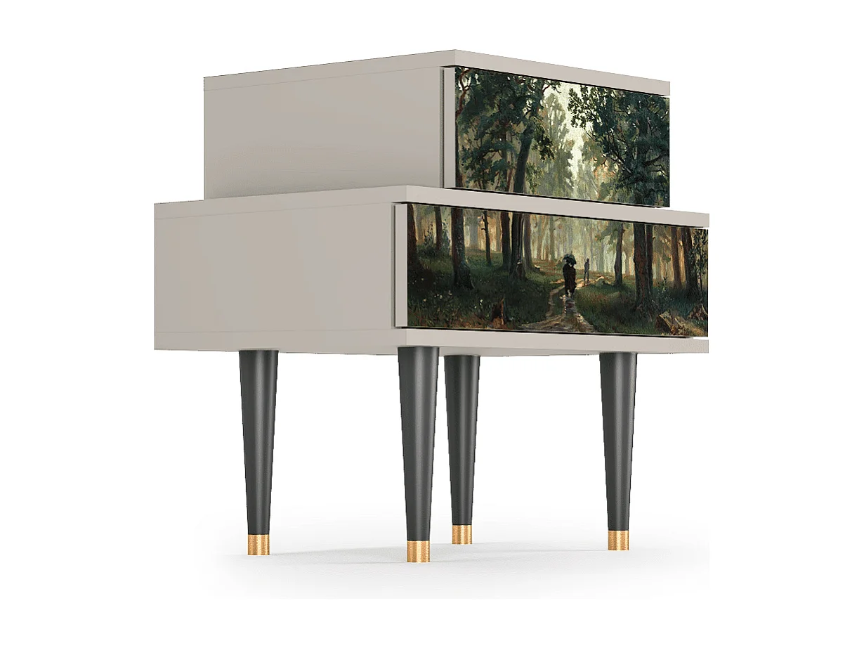 Table de nuit - 58х58х41 cm - NS1 -  Rain in the Oak Forest, Sable