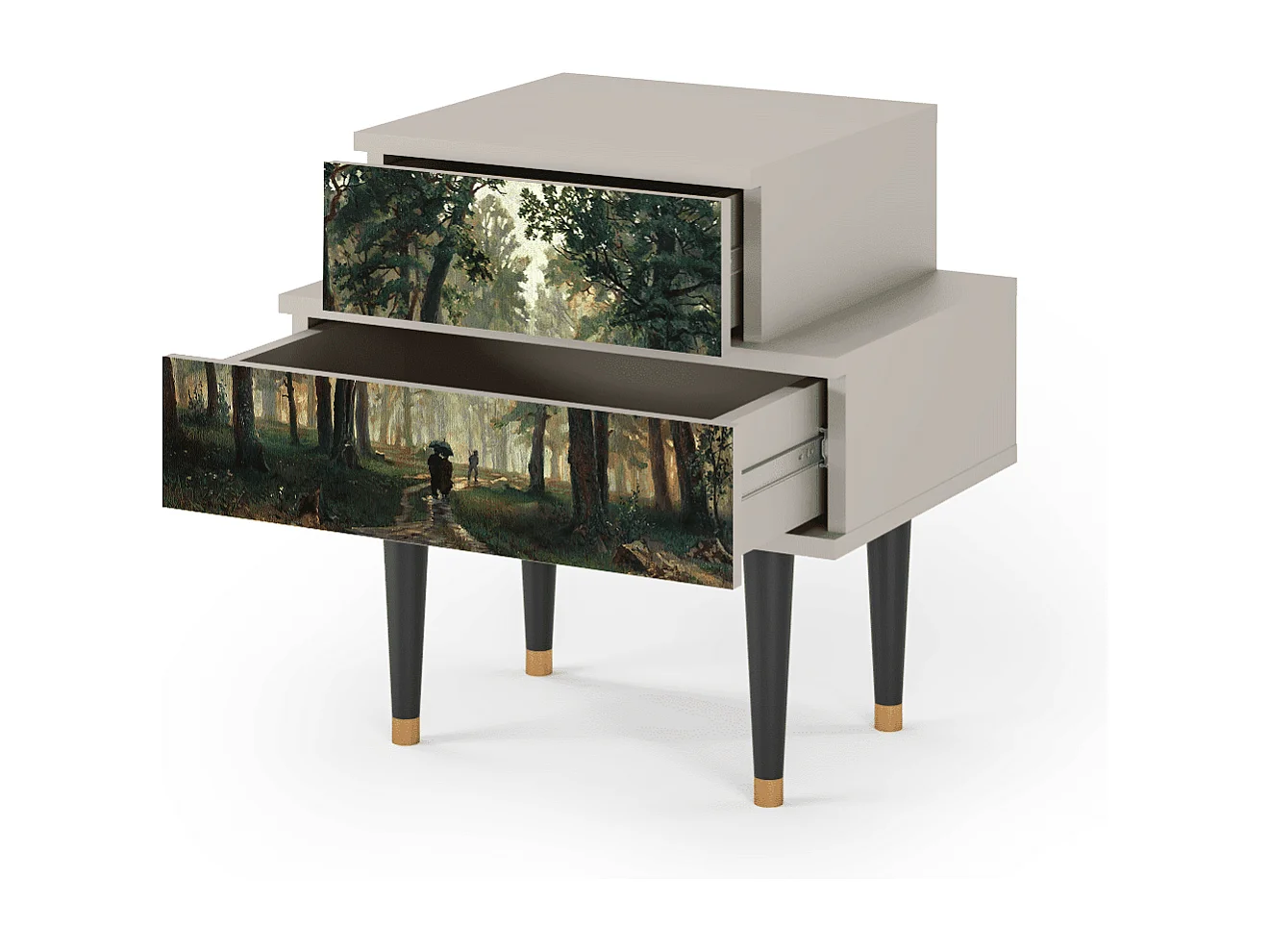 Table de nuit - 58х58х41 cm - NS1 -  Rain in the Oak Forest, Sable