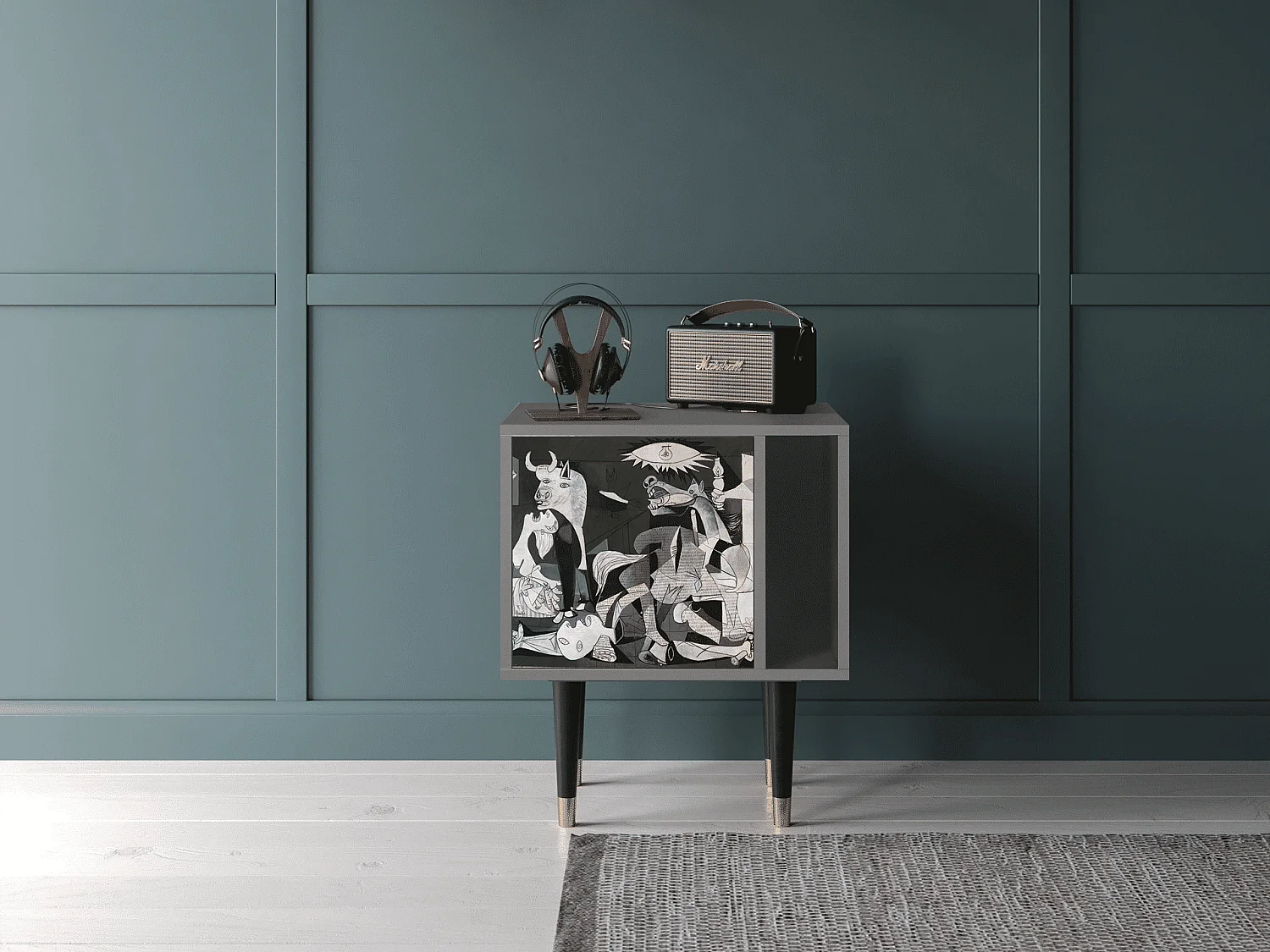 Stolik nocny - 57х69х48 cm - S2 - Guernica by Picasso, Szary