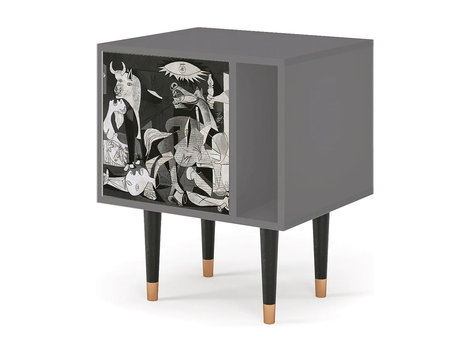 Stolik nocny - 57х69х48 cm - S2 - Guernica by Picasso, Szary