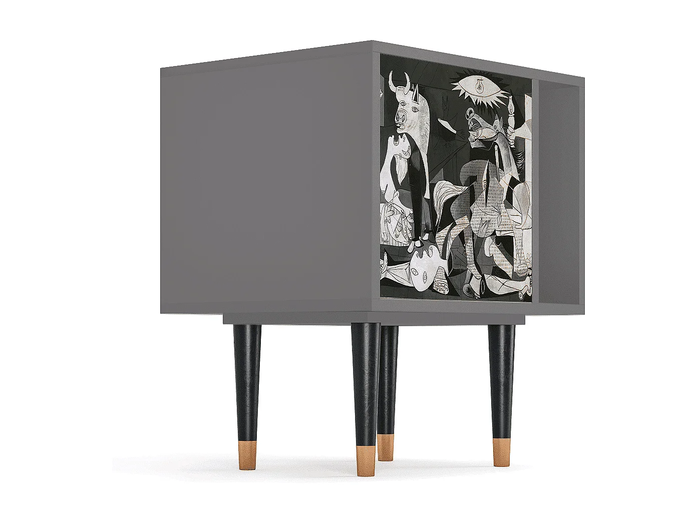 Stolik nocny - 57х69х48 cm - S2 - Guernica by Picasso, Szary