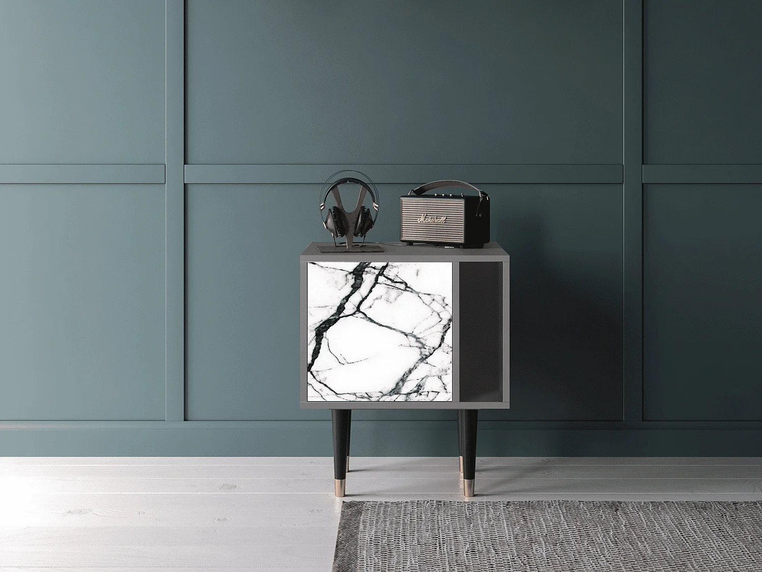 Table de nuit - 57х69х48 cm - S2 - Raven Marble, Gris