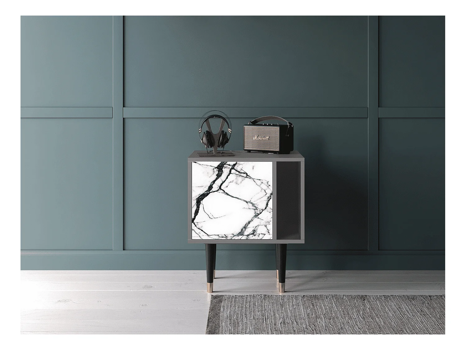 Table de nuit - 57х69х48 cm - S2 - Raven Marble, Gris