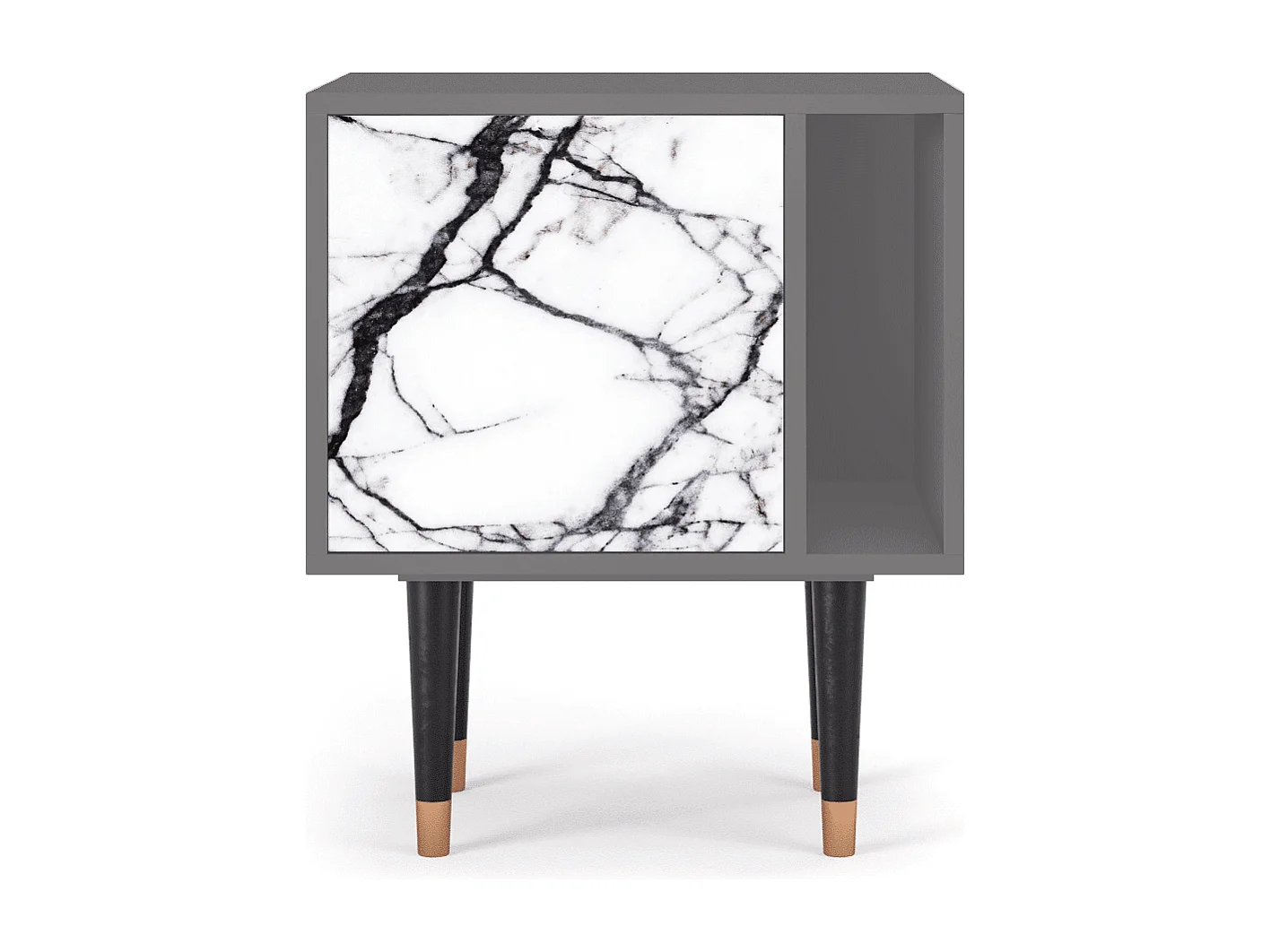 Stolik nocny - 57х69х48 cm - S2 - Raven Marble, Szary