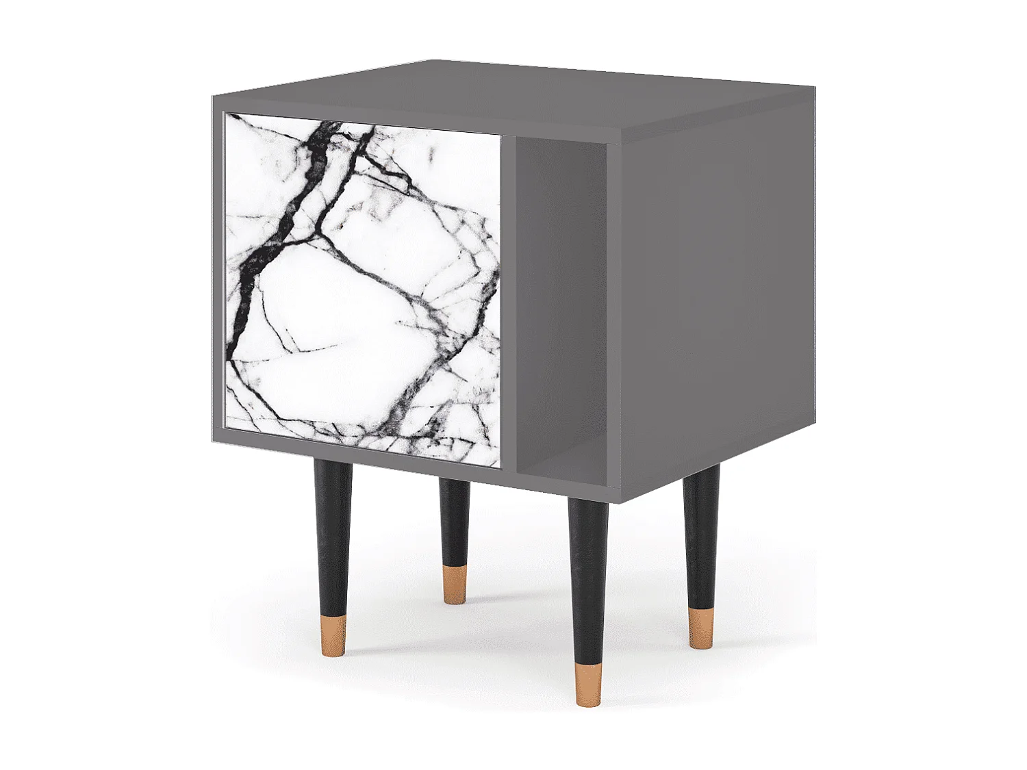 Stolik nocny - 57х69х48 cm - S2 - Raven Marble, Szary