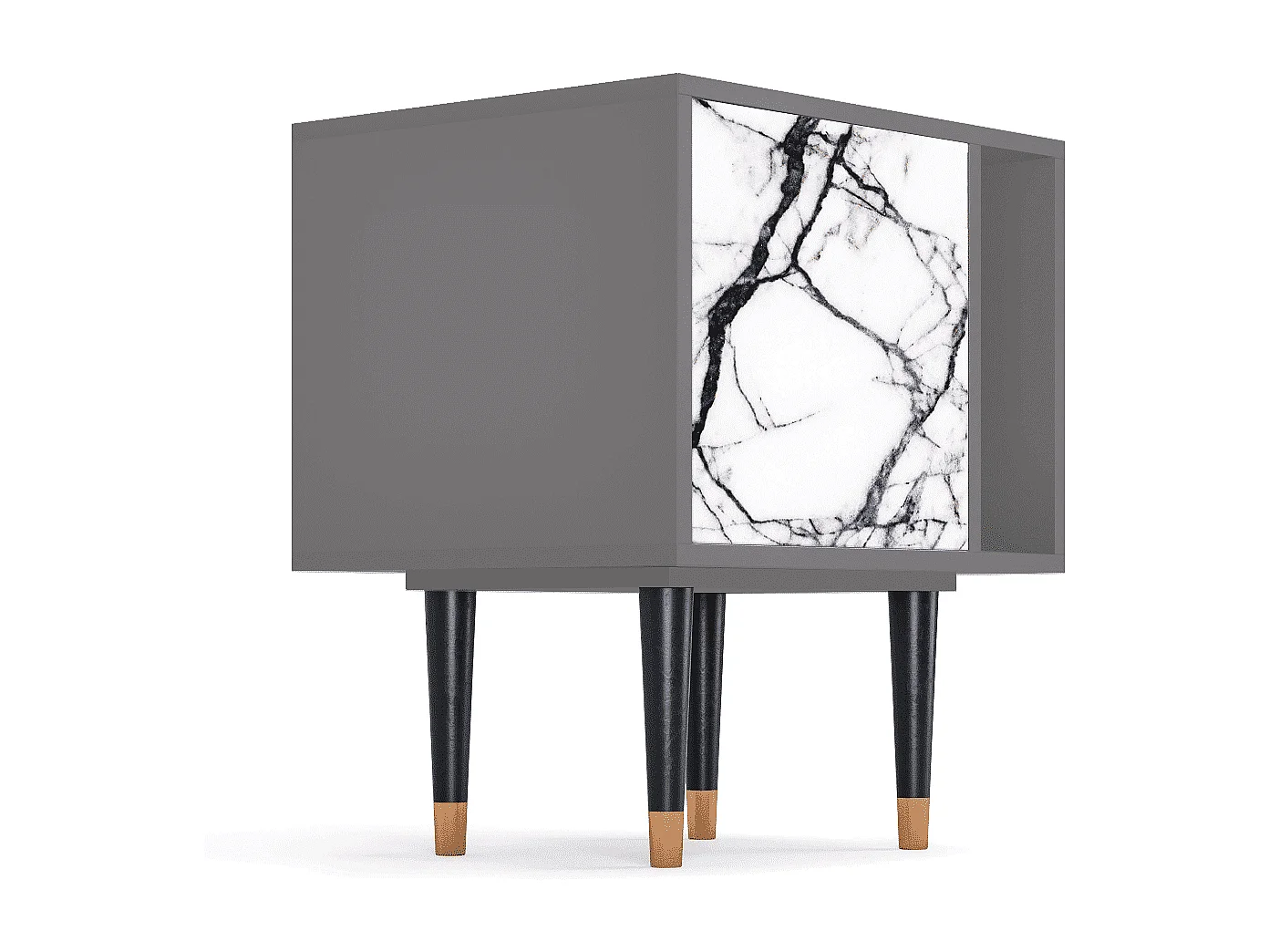 Stolik nocny - 57х69х48 cm - S2 - Raven Marble, Szary