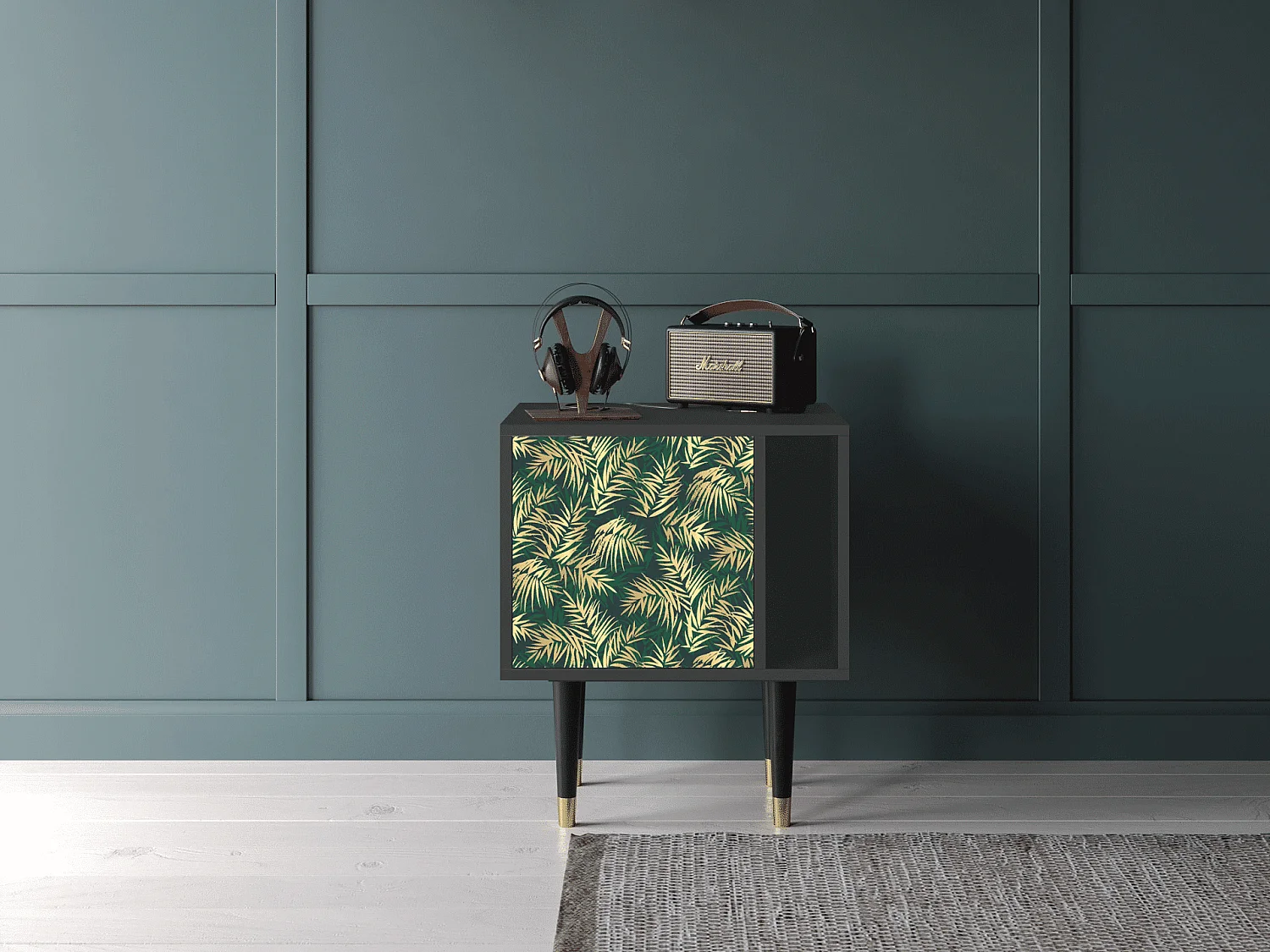 Table de nuit - 57х69х48 cm - S2 - Sunny Palm Tree, Anthracite