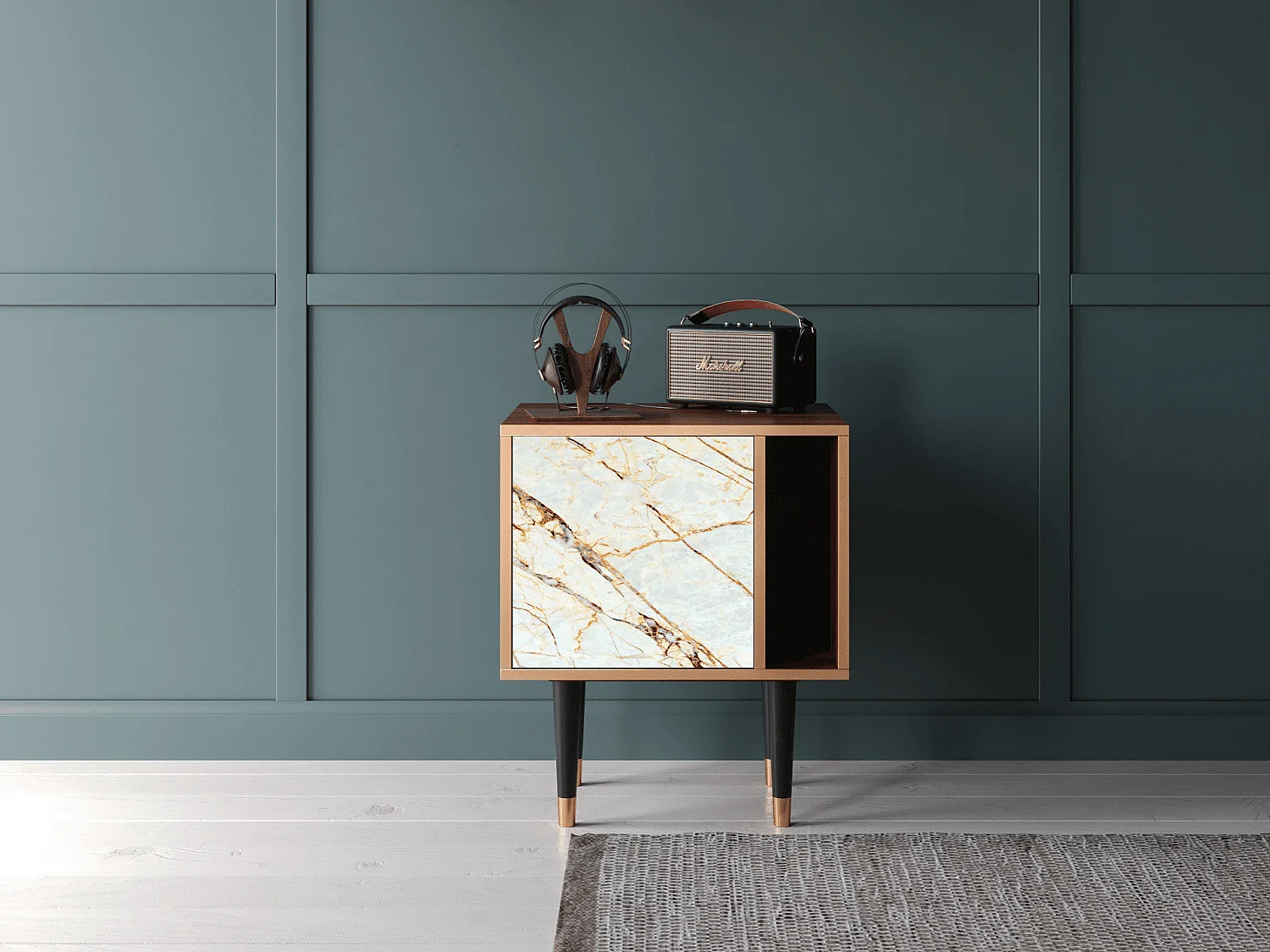 Table de nuit - 57х69х48 cm - S2 - Sabley Marble, Noyer