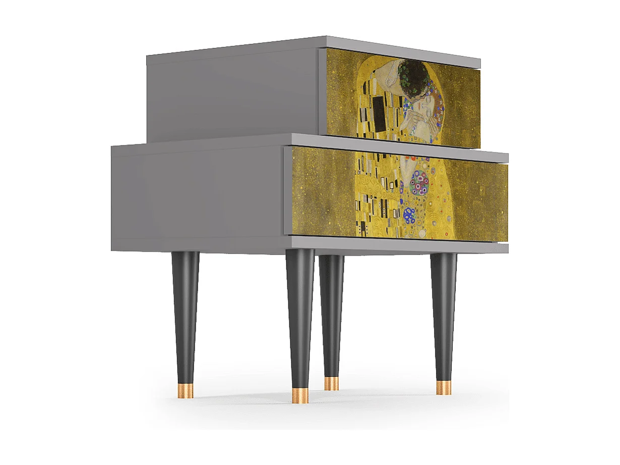 Table de nuit - 58х58х41 cm - NS1 - The Kiss by Klimt , Gris
