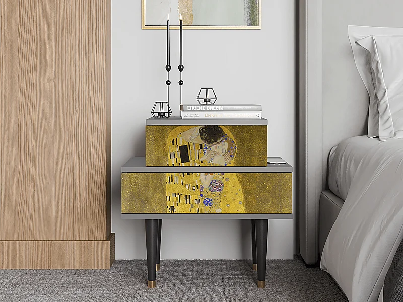 Table de nuit - 58х58х41 cm - NS1 - The Kiss by Klimt , Gris