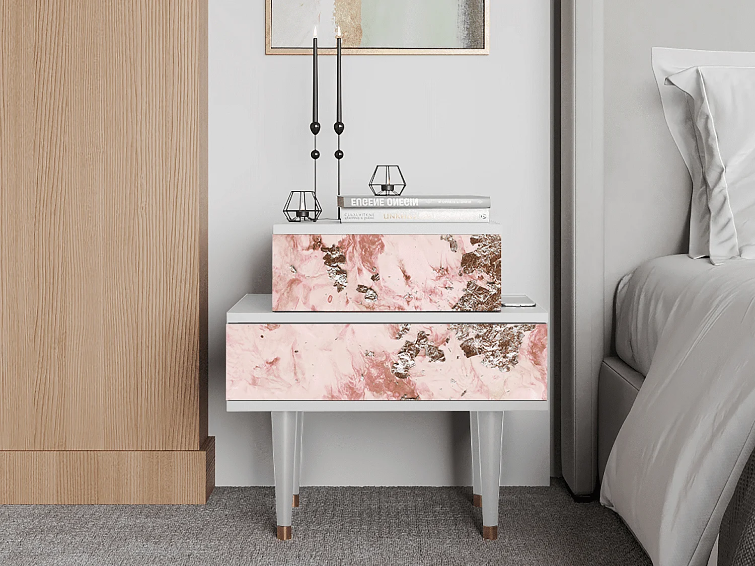 Table de nuit - 58х58х41 cm - NS1 - Cotton Candy, Blanc