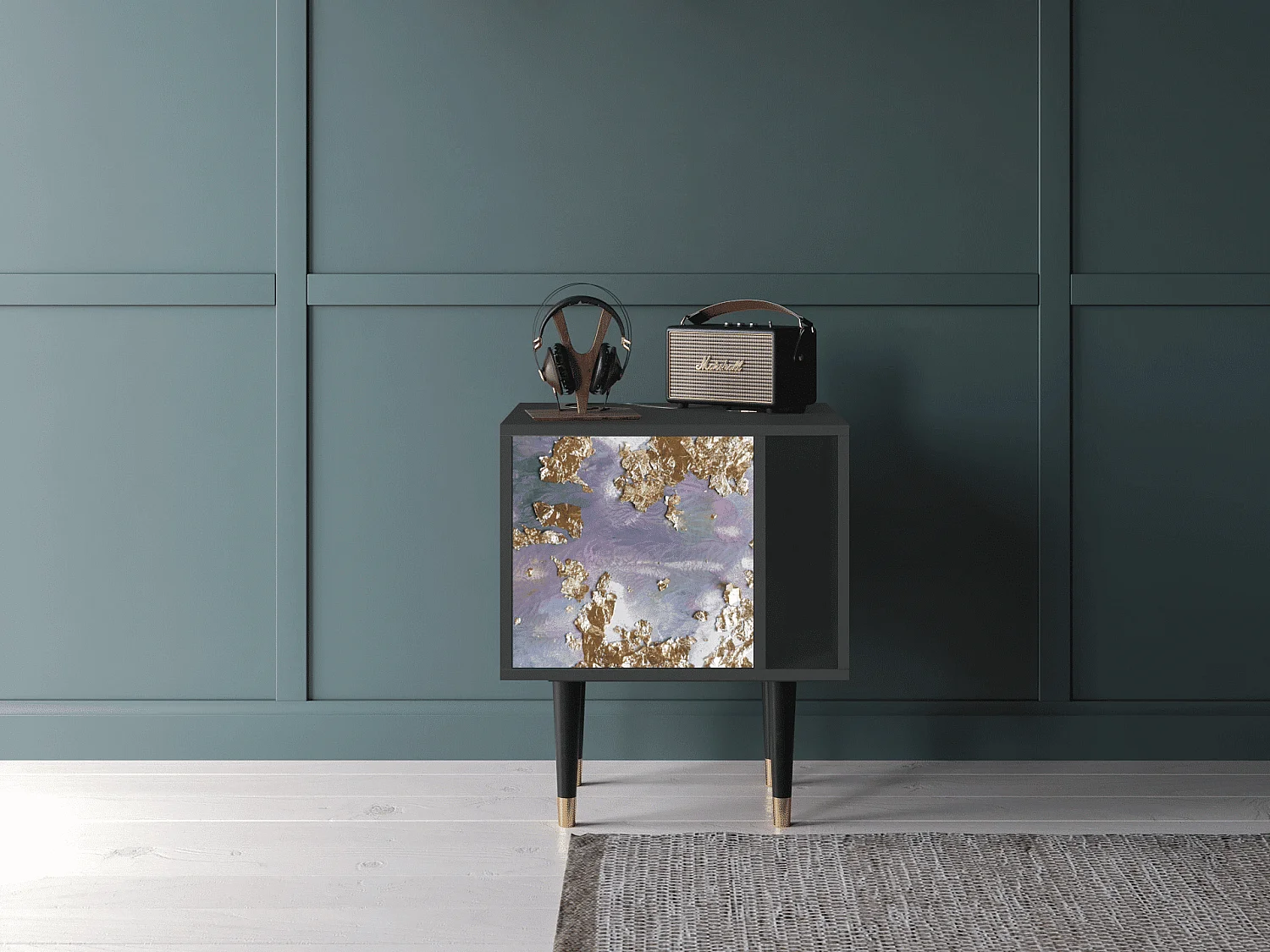 Stolik nocny - 57х69х48 cm - S2 - Planet Earth, Antracyt