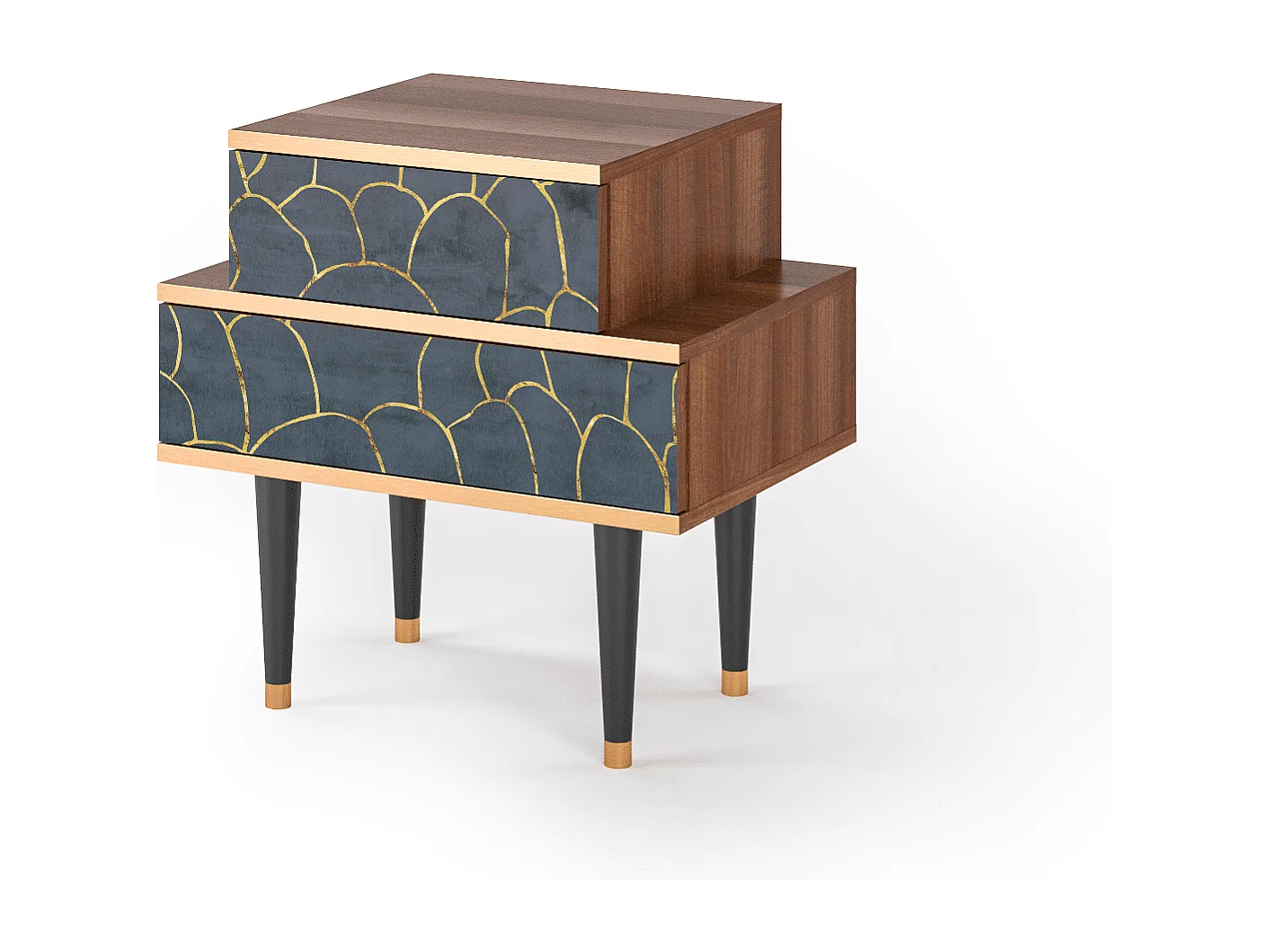 Stolik nocny - 58х58х41 cm - NS1 - Blue Lagoon, Orzech