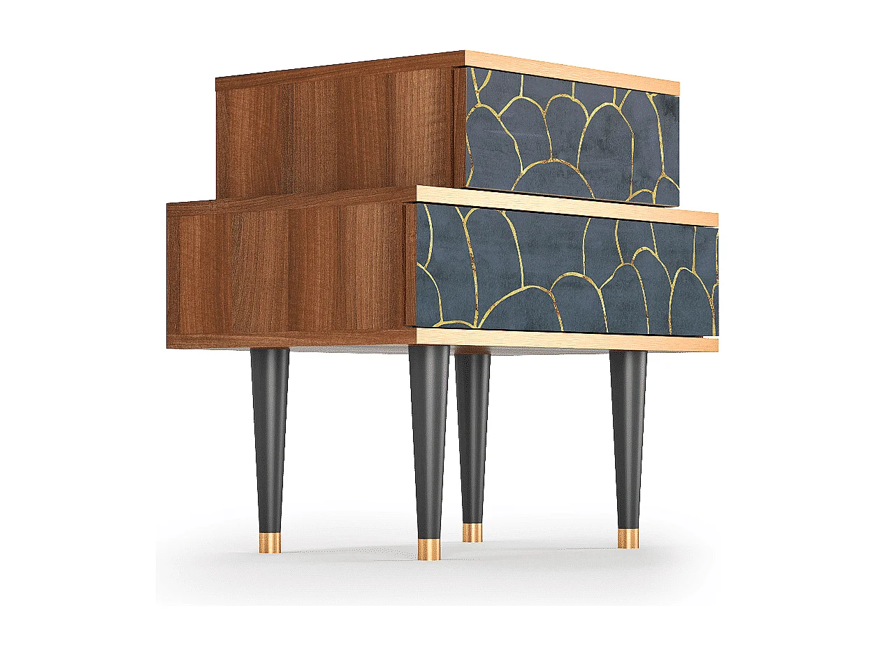 Stolik nocny - 58х58х41 cm - NS1 - Blue Lagoon, Orzech