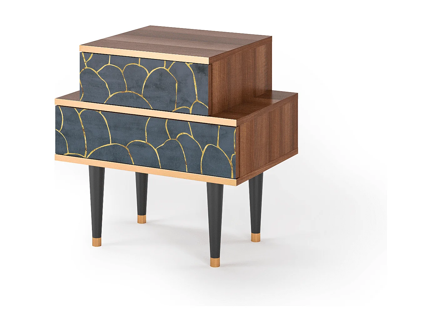 Table de nuit - 58х58х41 cm - NS1 - Blue Lagoon, Noyer