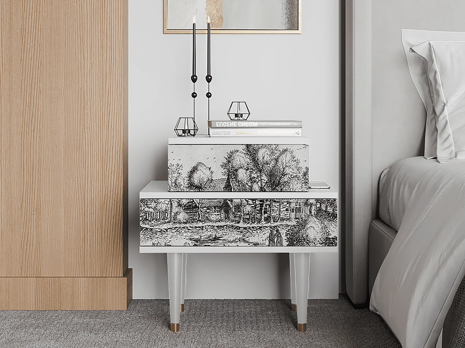 Table de nuit - 58х58х41 cm - NS1 - A Pond, Blanc