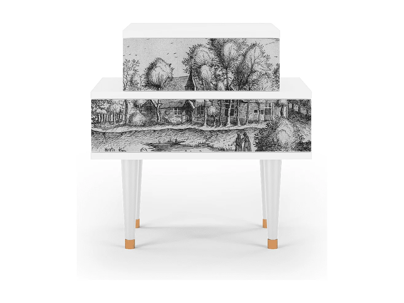 Table de nuit - 58х58х41 cm - NS1 - A Pond, Blanc