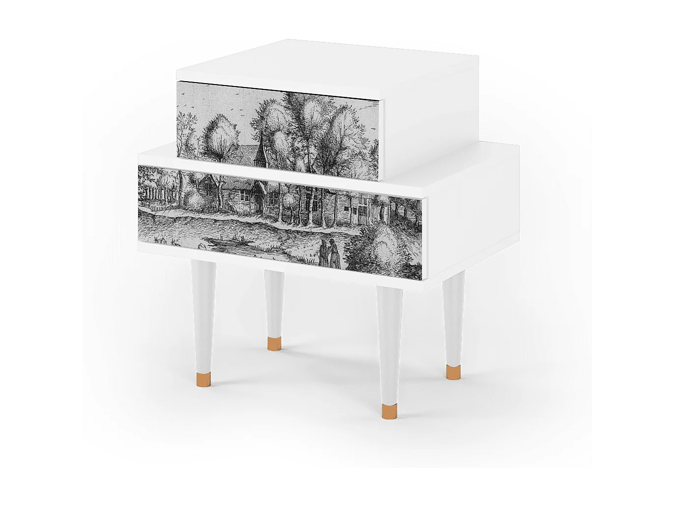 Table de nuit - 58х58х41 cm - NS1 - A Pond, Blanc