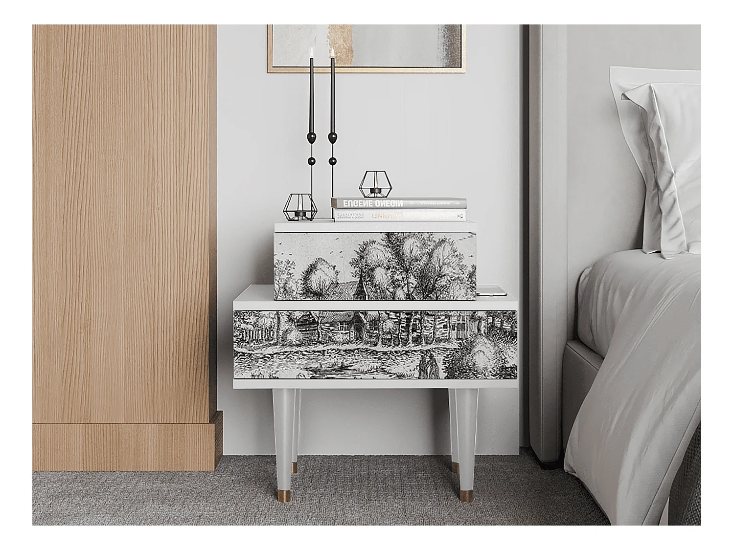 Table de nuit - 58х58х41 cm - NS1 - A Pond, Blanc