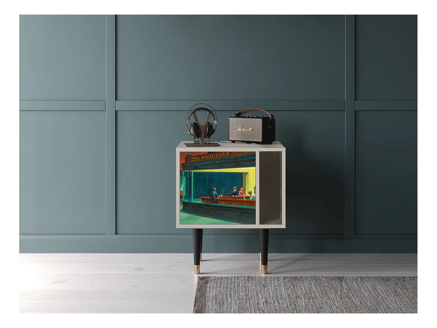 Comodino - 57х69х48 cm - S2 - Nighthawks by Hopper, Sabbia