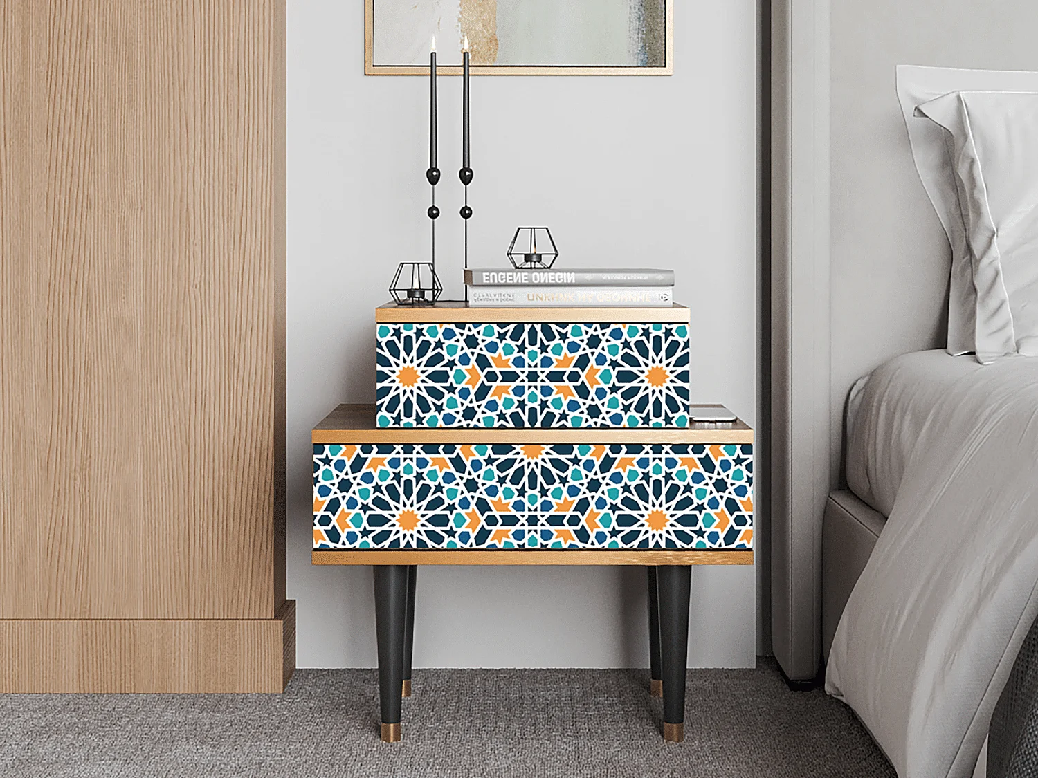 Table de nuit - 58х58х41 cm - NS1 - Kaleidoscope, Noyer