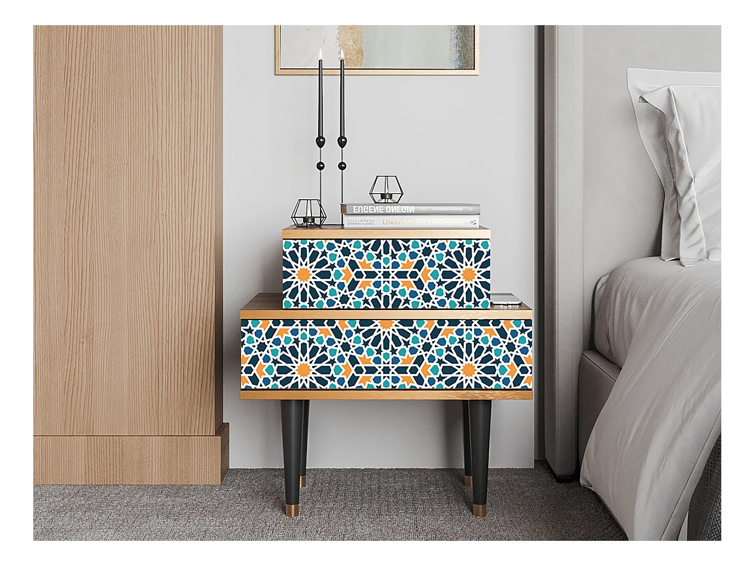 Table de nuit - 58х58х41 cm - NS1 - Kaleidoscope, Noyer