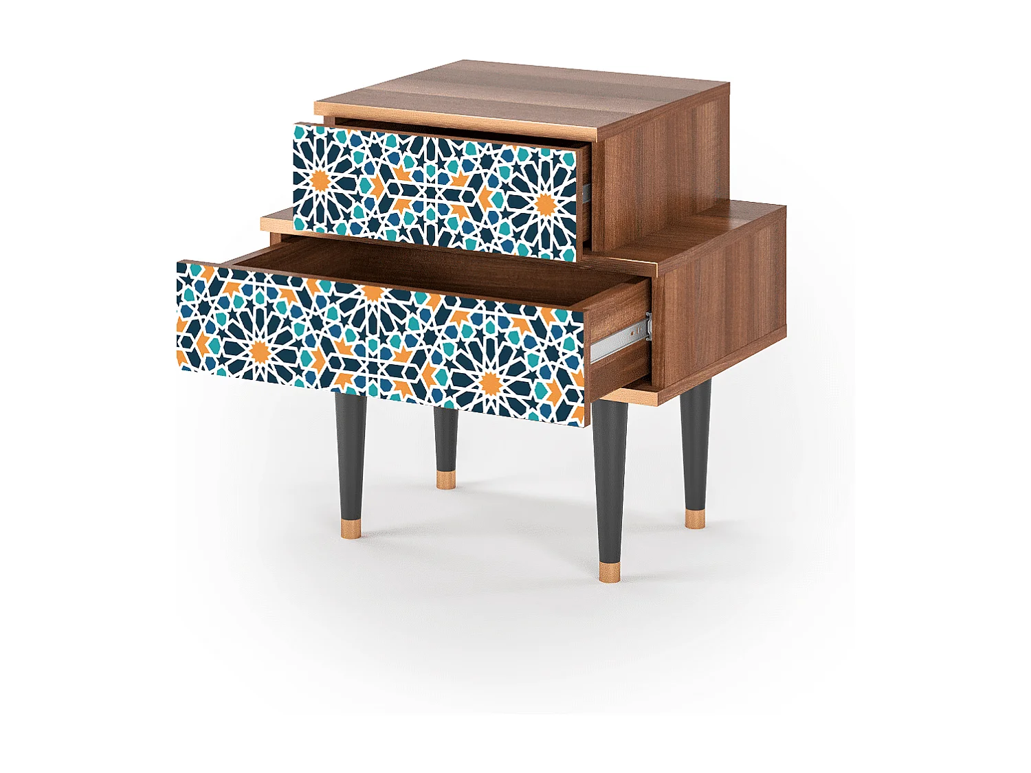 Criado-mudo - 58х58х41 cm - NS1 - Kaleidoscope, Nogueira