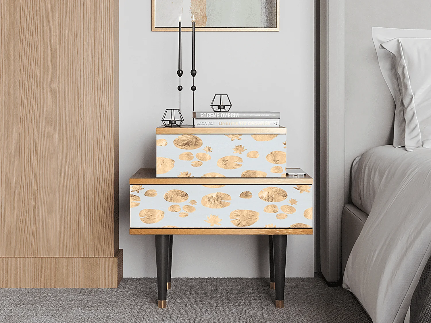 Table de nuit - 58х58х41 cm - NS1 - Blue Giraffe, Noyer