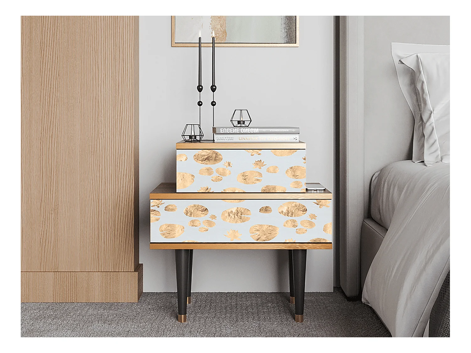 Table de nuit - 58х58х41 cm - NS1 - Blue Giraffe, Noyer