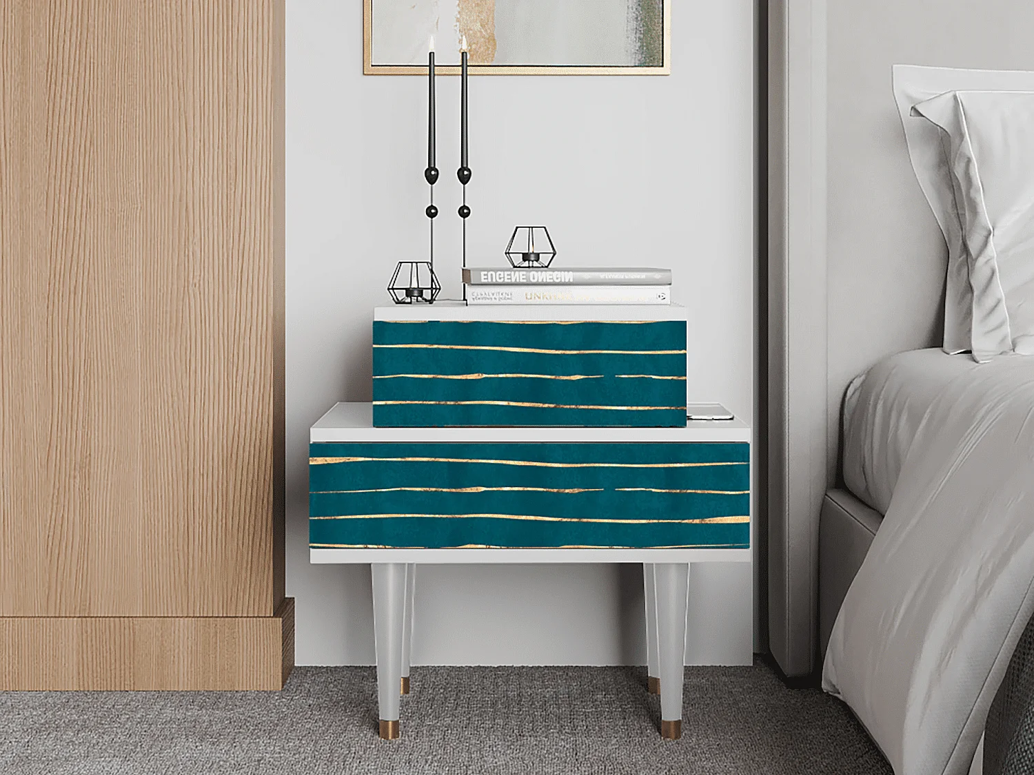 Stolik nocny - 58х58х41 cm - NS1 - Ocean Drive, Biały