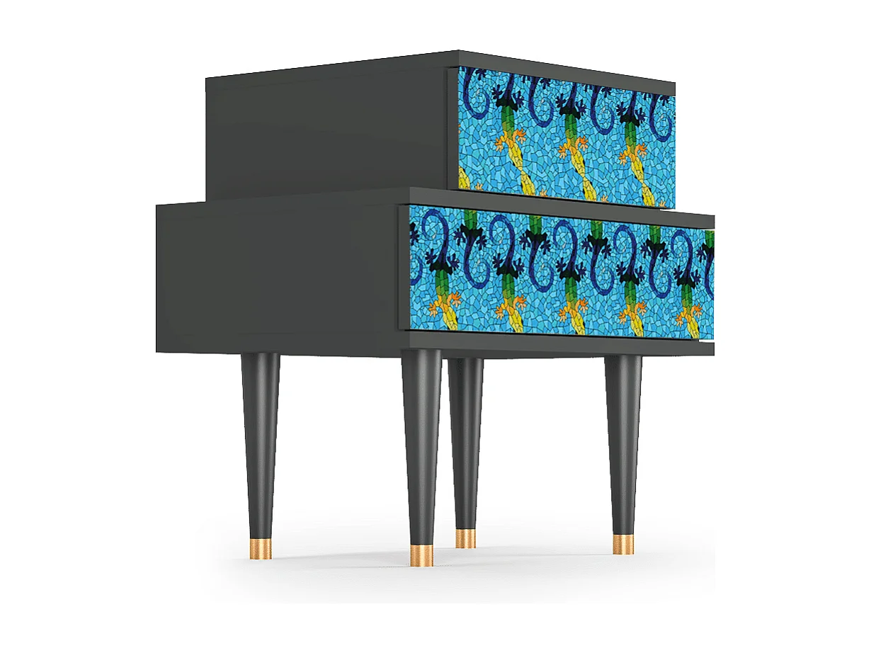 Table de nuit - 58х58х41 cm - NS1 - Gaudi's Lizard, Anthracite