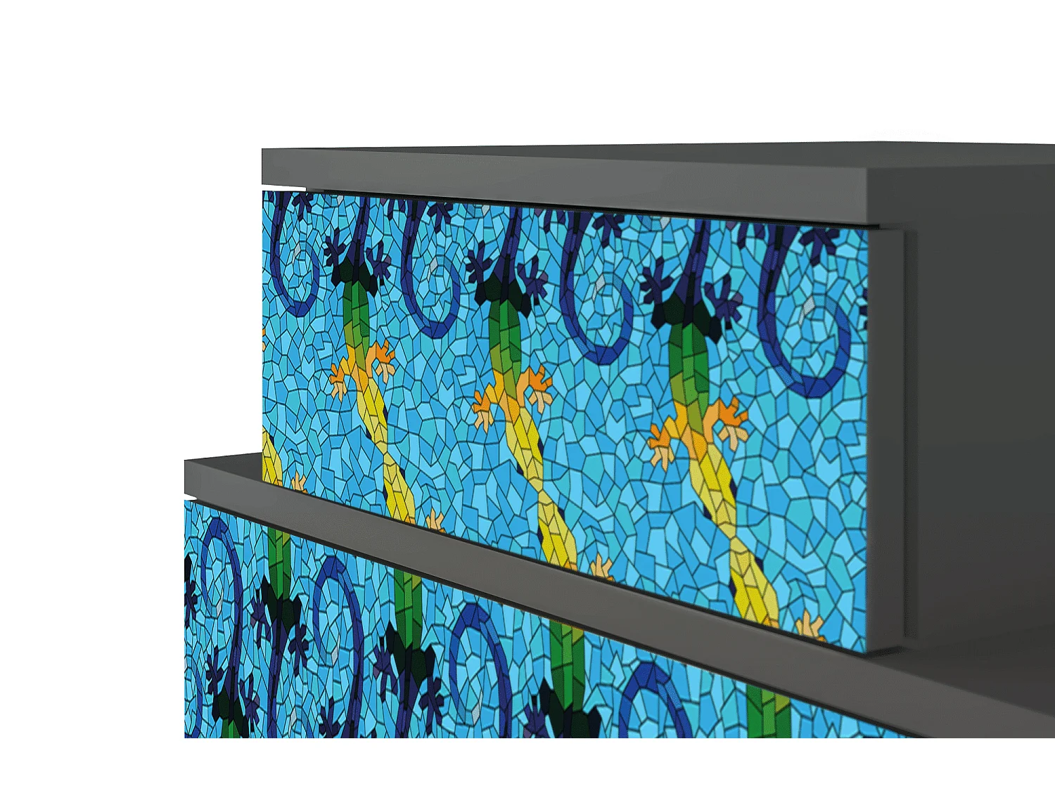 Stolik nocny - 58х58х41 cm - NS1 - Gaudi's Lizard, Antracyt