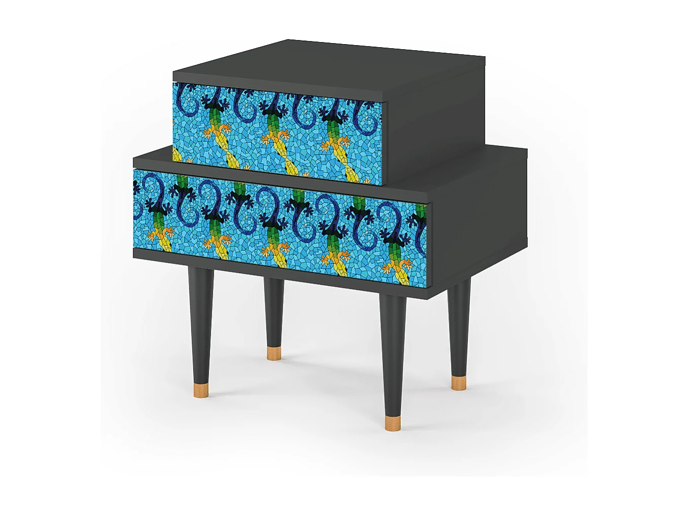 Stolik nocny - 58х58х41 cm - NS1 - Gaudi's Lizard, Antracyt