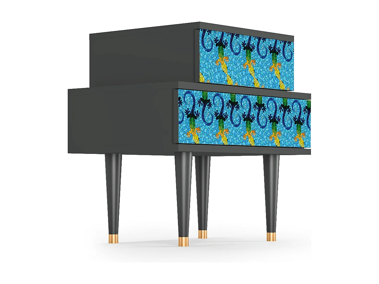 Stolik nocny - 58х58х41 cm - NS1 - Gaudi's Lizard, Antracyt