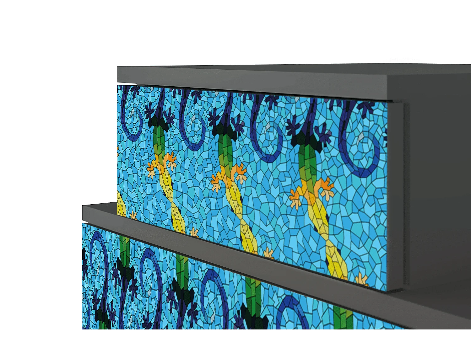 Stolik nocny - 58х58х41 cm - NS1 - Gaudi's Lizard, Antracyt