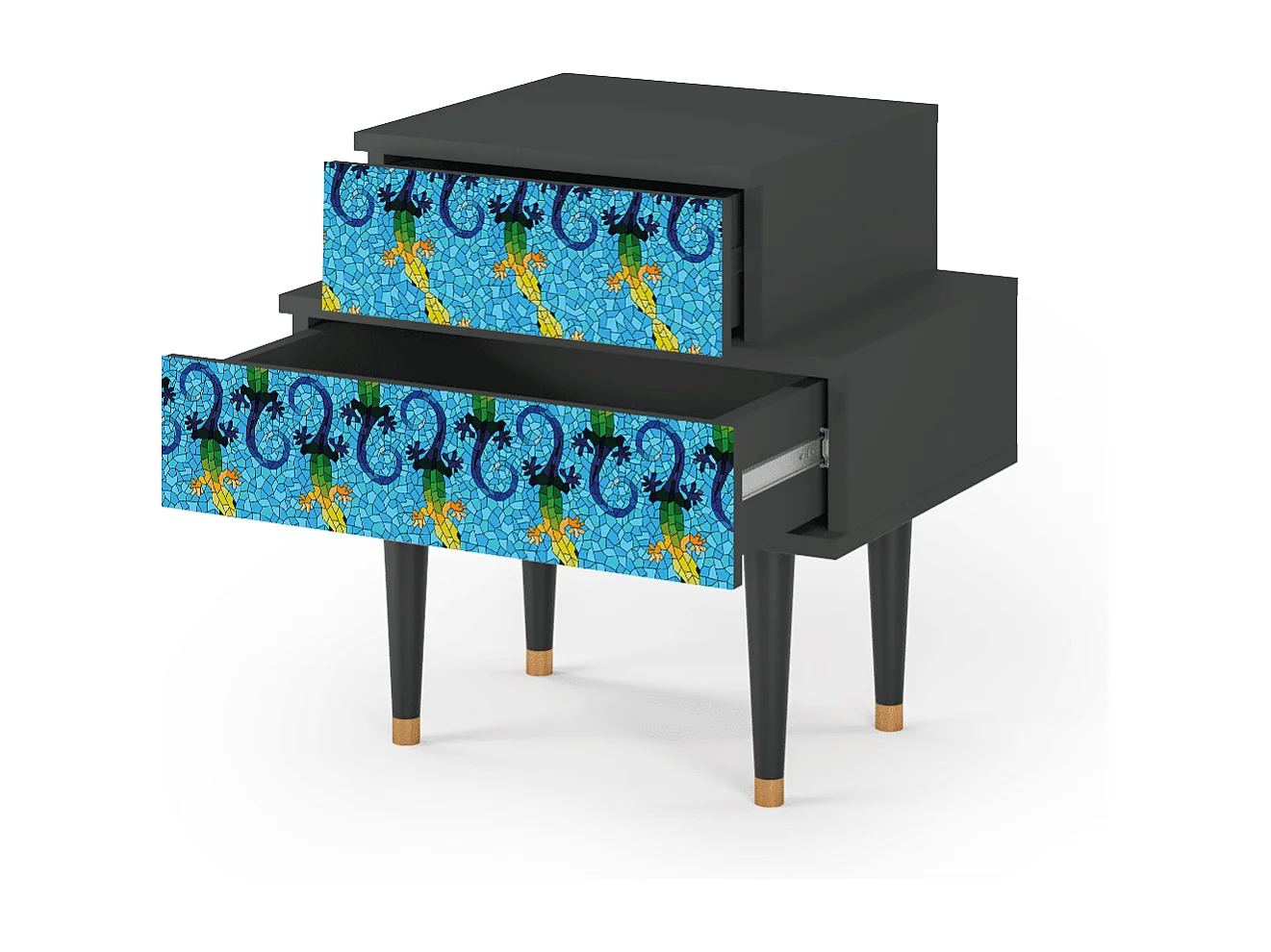 Stolik nocny - 58х58х41 cm - NS1 - Gaudi's Lizard, Antracyt