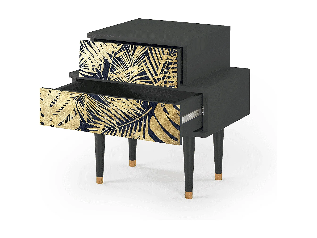 Stolik nocny - 58х58х41 cm - NS1 - Jungle Vibes, Antracyt