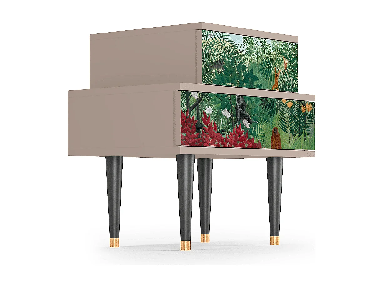 Stolik nocny - 58х58х41 cm - NS1 - Jungles in Paris, Latte