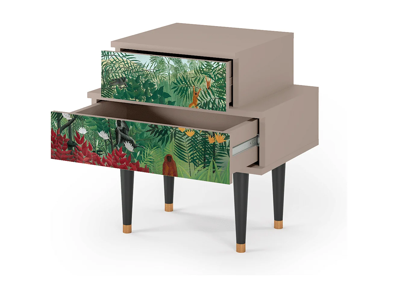 Stolik nocny - 58х58х41 cm - NS1 - Jungles in Paris, Latte