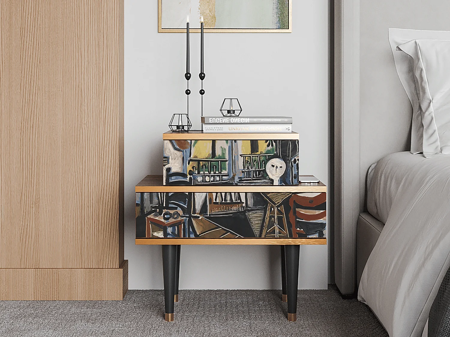 Stolik nocny - 58х58х41 cm - NS1 - The Studio , Orzech