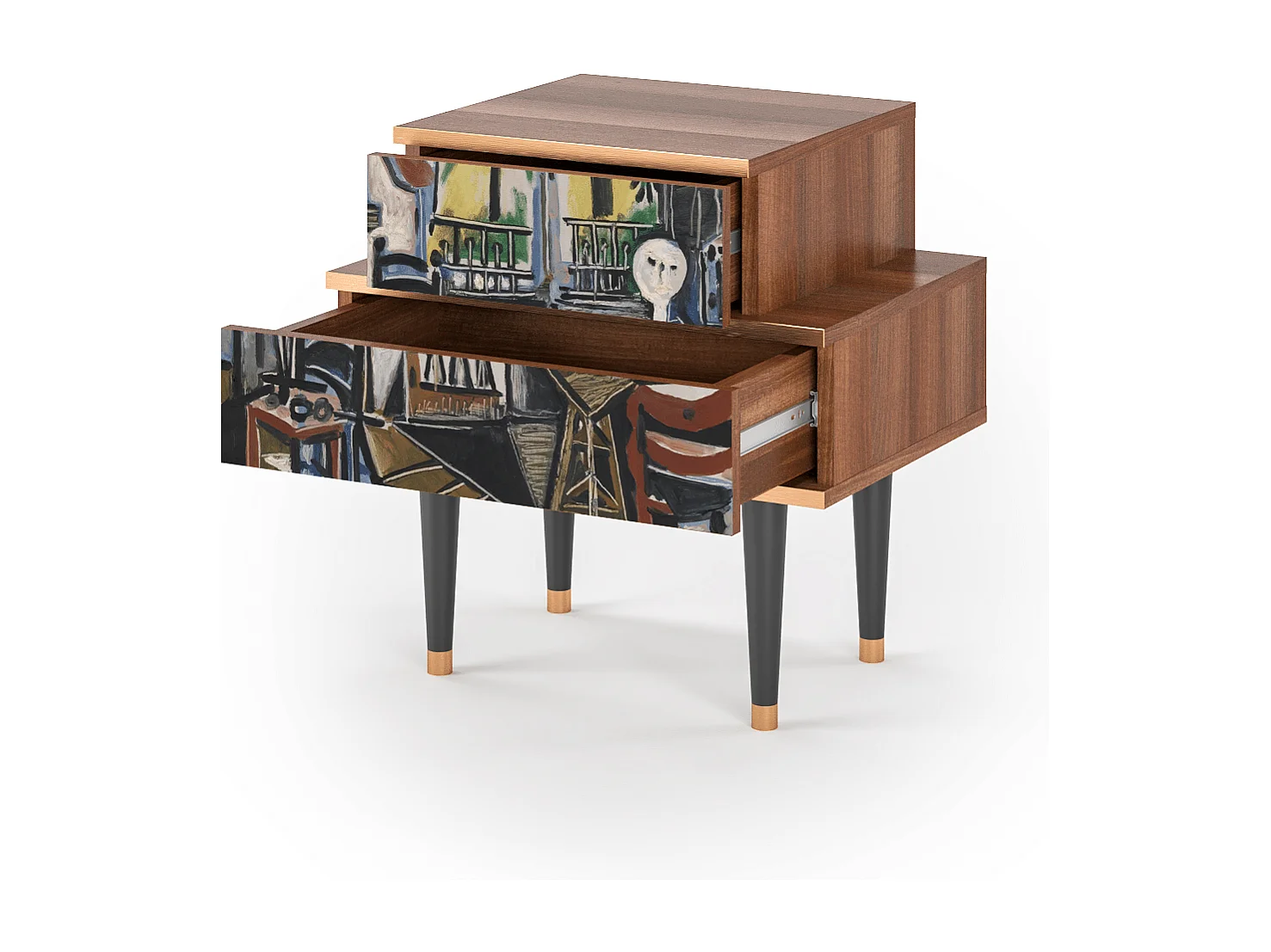 Stolik nocny - 58х58х41 cm - NS1 - The Studio , Orzech