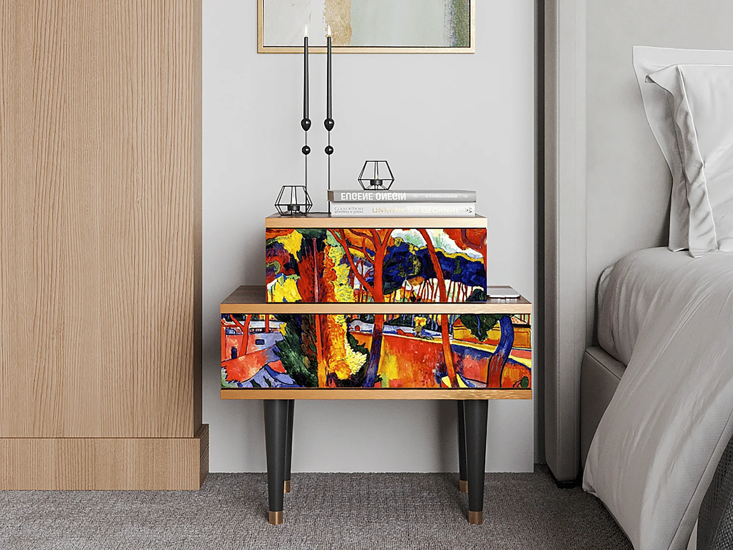 Table de nuit - 58х58х41 cm - NS1 - The Turning Road, Noyer