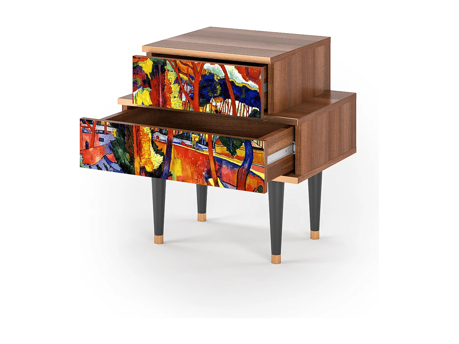 Table de nuit - 58х58х41 cm - NS1 - The Turning Road, Noyer