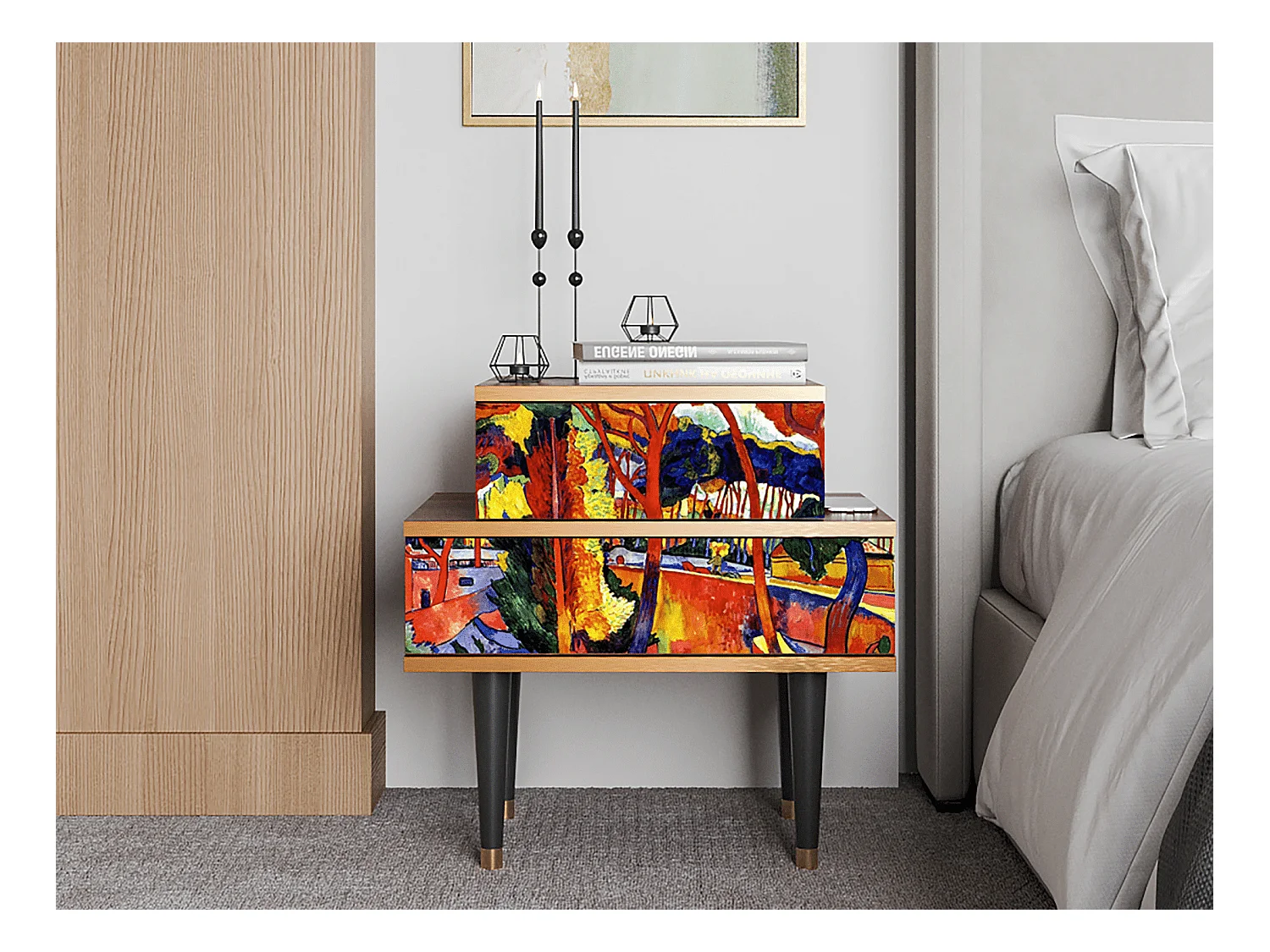 Table de nuit - 58х58х41 cm - NS1 - The Turning Road, Noyer