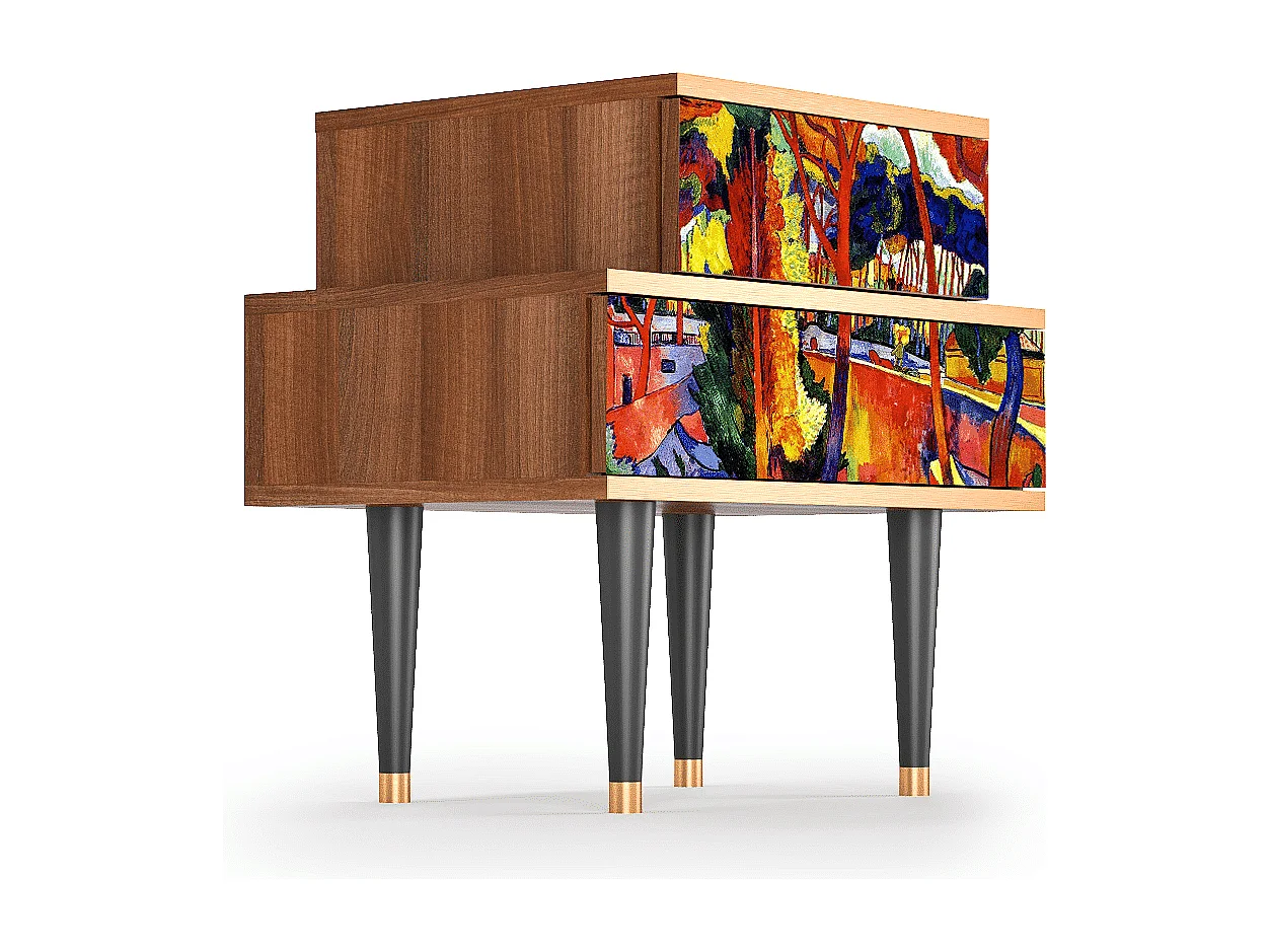 Table de nuit - 58х58х41 cm - NS1 - The Turning Road, Noyer