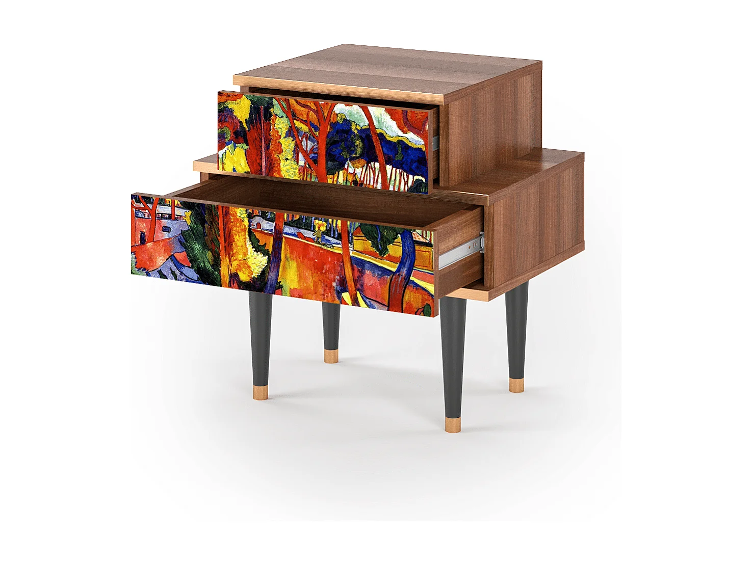 Table de nuit - 58х58х41 cm - NS1 - The Turning Road, Noyer