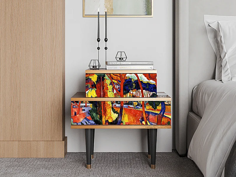 Table de nuit - 58х58х41 cm - NS1 - The Turning Road, Noyer