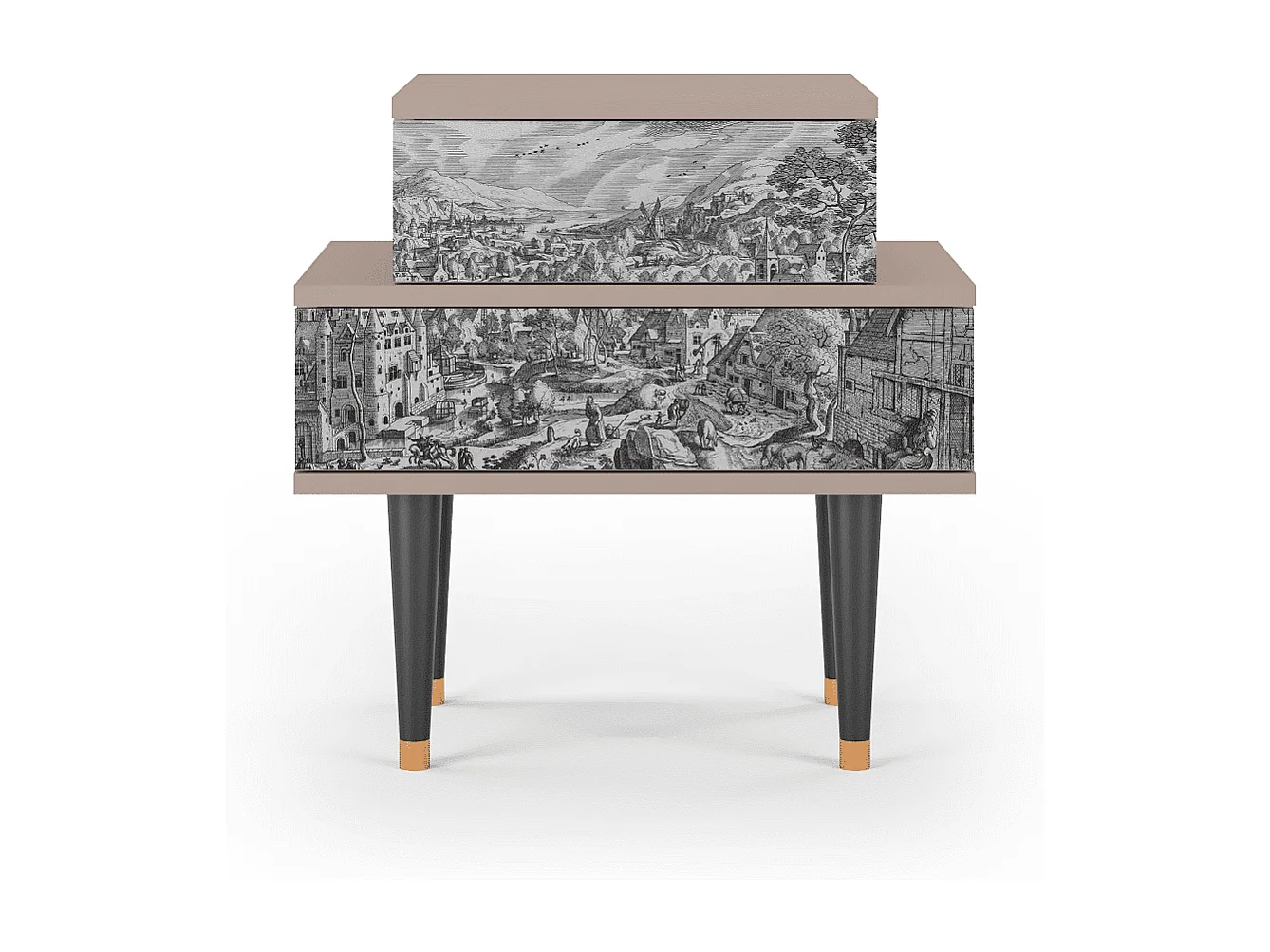 Stolik nocny - 58х58х41 cm - NS1 - Bird Dropping, Latte