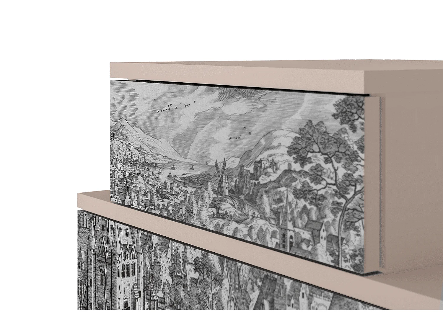 Stolik nocny - 58х58х41 cm - NS1 - Bird Dropping, Latte